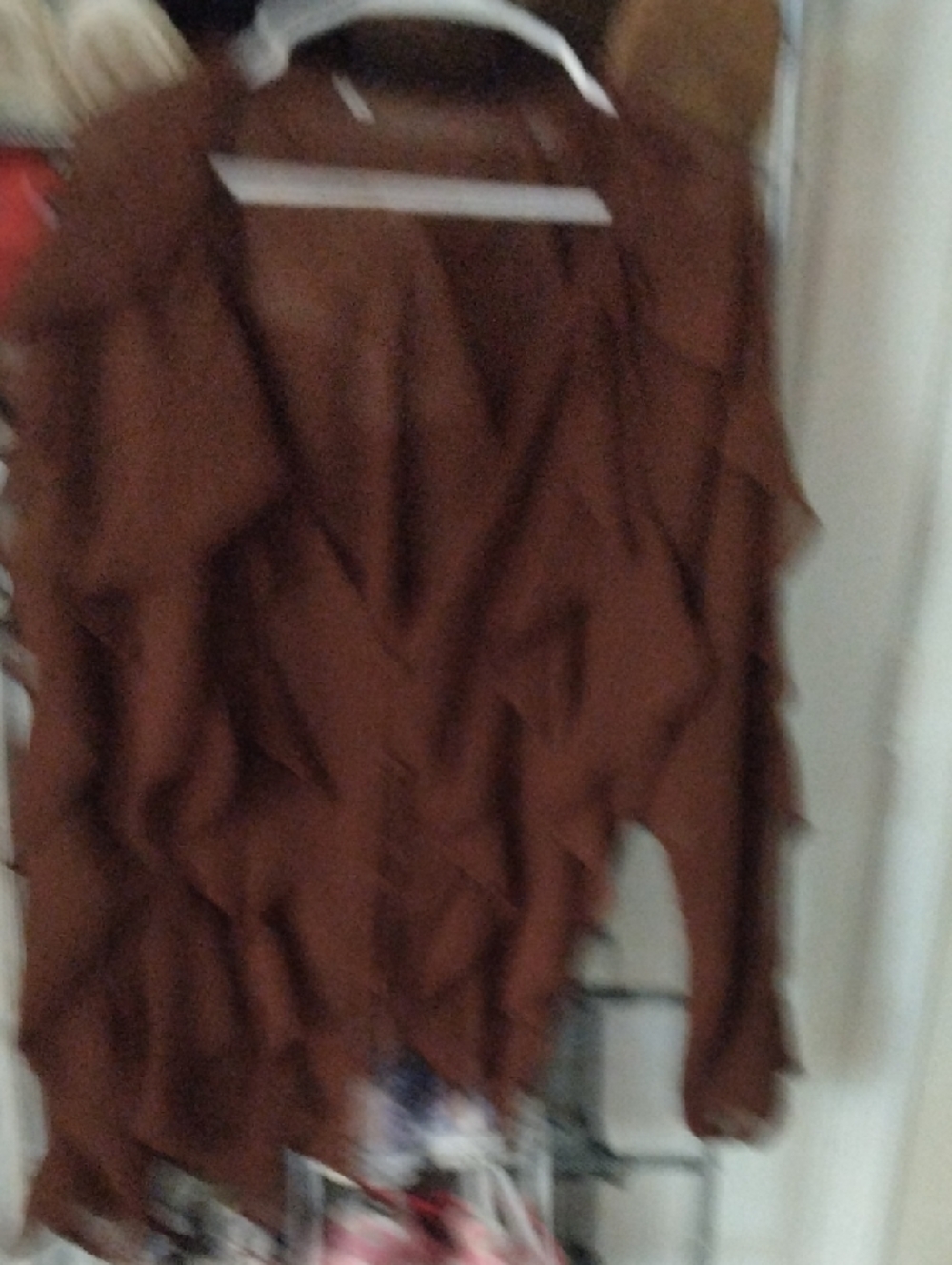 Source Unknown Brown Ruffled Cold-Shoulder Blouse - Picture 2 of 3